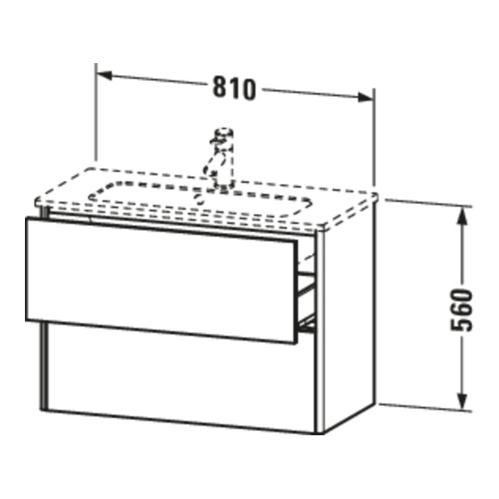 Duravit Meuble sous lavabo Compact XSquare 81x38,8 cm, graphite mat, 2 tiroirs, suspendu