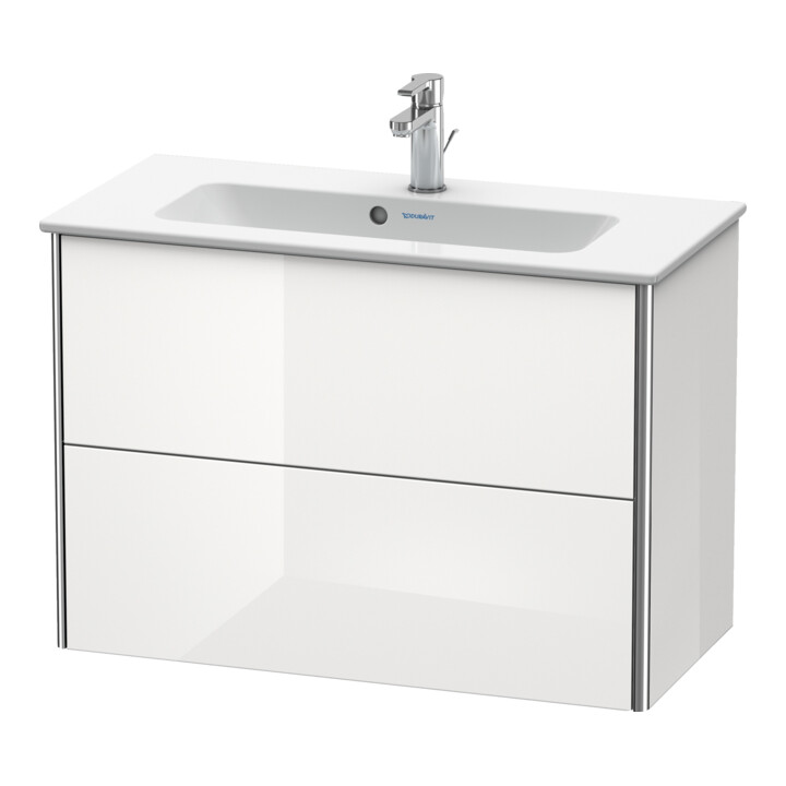 Duravit Meuble sous lavabo Compact XSquare 81x38,8 cm, graphite mat, 2 tiroirs, suspendu