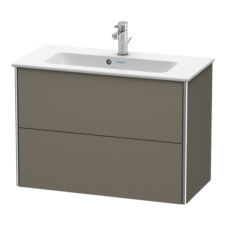 Duravit Meuble sous-lavabo Compact XSquare 81x38,8 cm, gris mat, 2 tiroirs, suspendu