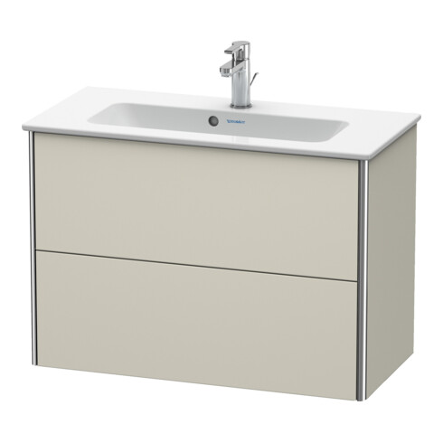 Duravit Meuble sous-lavabo Compact XSquare 81x38,8 cm, Taupe, 2 tiroirs, suspendu