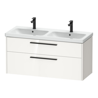 Duravit Meuble sous-lavabo D-Code 118,4x55,5x46 cm, 2 tiroirs, blanc brillant, poignées noires