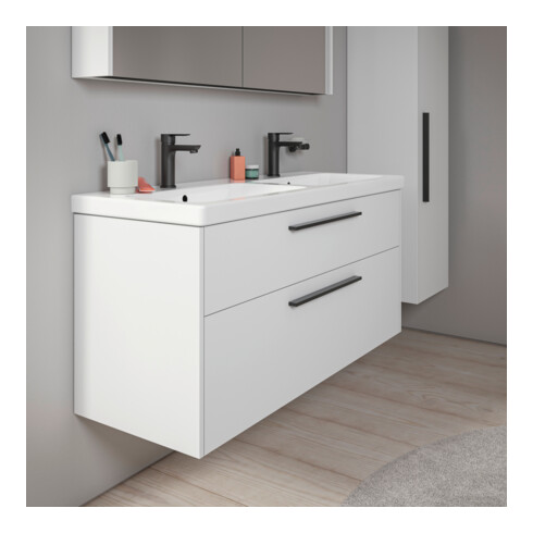 Duravit Meuble sous lavabo D-Code 118,4x55,5x46 cm, 2 tiroirs, blanc mat, gris anthracite