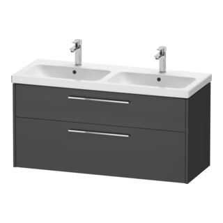 Duravit Meuble sous-lavabo D-Code 118,4x55,5x46 cm, 2 tiroirs, gris mat, chromé