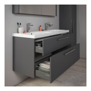 Duravit Meuble sous-lavabo D-Code 118,4x55,5x46 cm, 2 tiroirs, gris mat, chromé-4