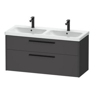 Duravit Meuble sous lavabo D-Code 118,4x55,5x46 cm, 2 tiroirs, gris mat, taille S, noir