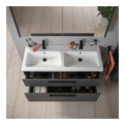 Duravit Meuble sous lavabo D-Code 118,4x55,5x46 cm, 2 tiroirs, gris mat, taille S, noir-4