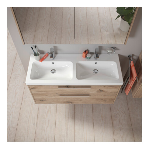 Duravit Meuble sous lavabo D-Code 118,4x55,5x46 cm, 2 tiroirs, marbre S, E M, G chr