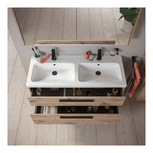 Duravit Meuble sous lavabo D-Code 118,4x55,5x46 cm, 2 tiroirs, marbre S, noir G