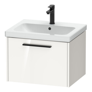 Duravit Meuble sous lavabo D-Code 58,4x40x46 cm, 1 tiroir, blanc brillant, poignée noire