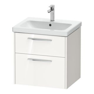 Duravit Meuble sous lavabo D-Code 58,4x55,5x46 cm, 2 tiroirs, blanc brillant, chrome