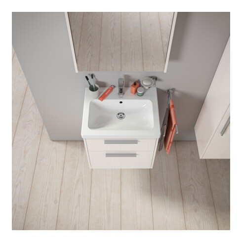 Duravit Meuble sous lavabo D-Code 58,4x55,5x46 cm, 2 tiroirs, blanc brillant, chrome