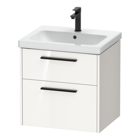 Duravit Meuble sous-lavabo D-Code 58,4x55,5x46 cm, 2 tiroirs, blanc brillant, poignée noire