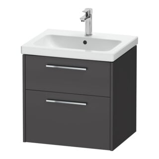 Duravit Meuble sous-lavabo D-Code 58,4x55,5x46 cm, 2 tiroirs, gris mat, Gr. chr
