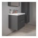 Duravit Meuble sous-lavabo D-Code 58,4x55,5x46 cm, 2 tiroirs, gris mat, Gr. chr