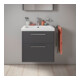 Duravit Meuble sous-lavabo D-Code 58,4x55,5x46 cm, 2 tiroirs, gris mat, Gr. chr