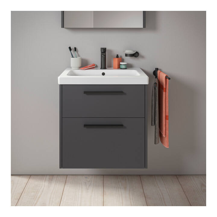 Duravit Meuble sous-lavabo D-Code 58,4x55,5x46 cm, 2 tiroirs, S, graph ma, Gr. sw