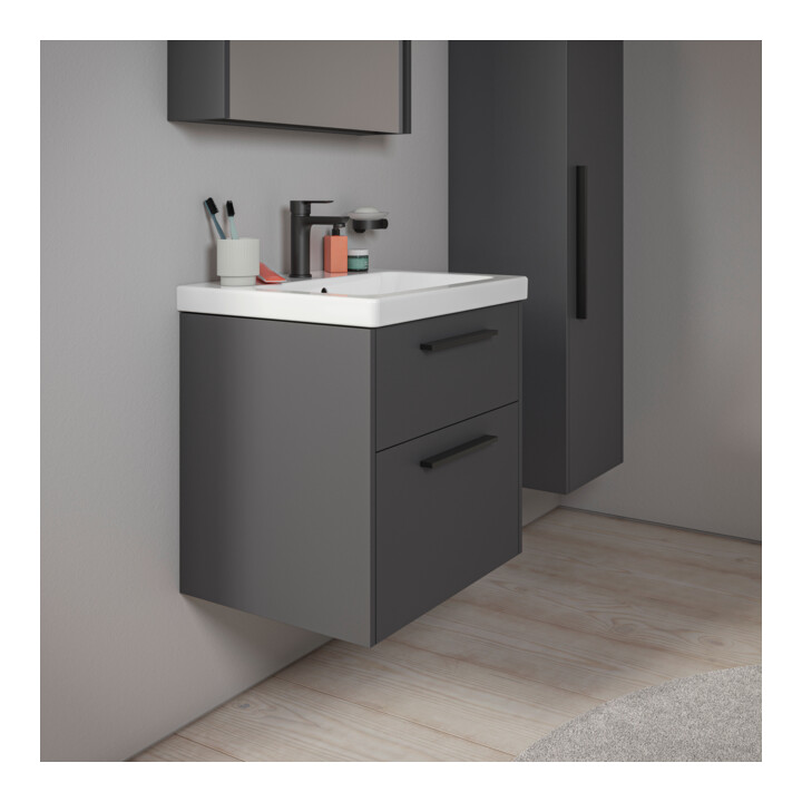 Duravit Meuble sous-lavabo D-Code 58,4x55,5x46 cm, 2 tiroirs, S, graph ma, Gr. sw