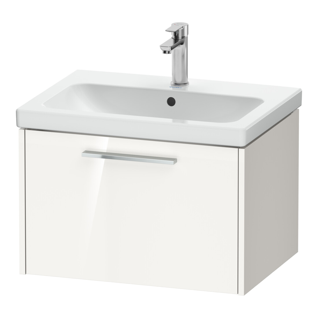 Duravit Meuble sous lavabo D-Code 63,4x40x46 cm, 1 tiroir, blanc brillant, chrome