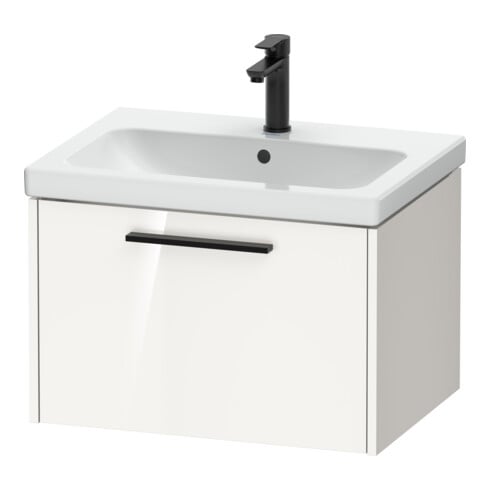 Duravit Meuble sous lavabo D-Code 63,4x40x46 cm, 1 tiroir, blanc brillant, poignée noire