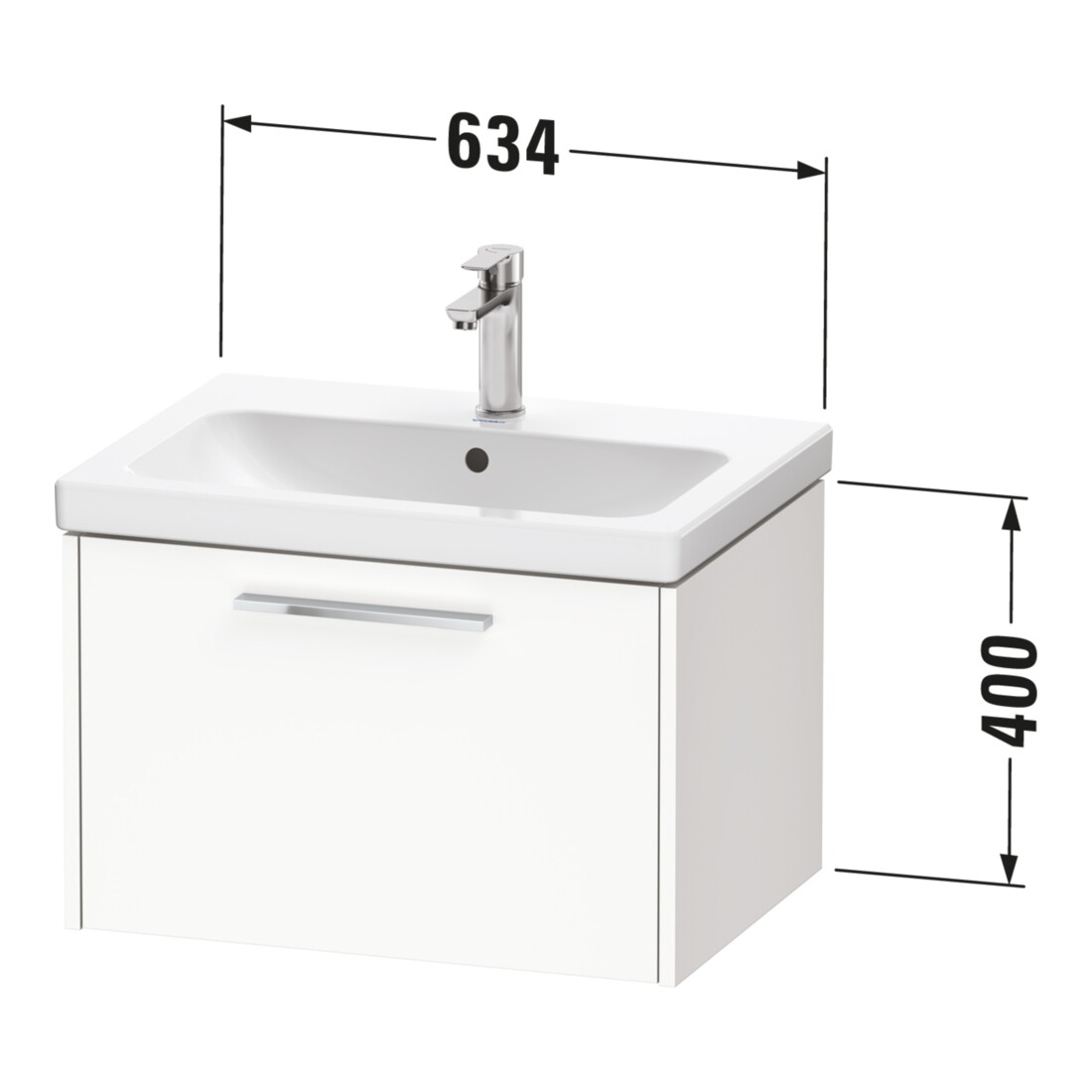 Duravit Meuble sous-lavabo D-Code 63,4x40x46 cm, 1 tiroir, vert mat, Gr. sw