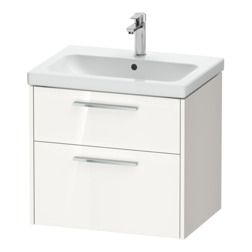 Duravit Meuble sous-lavabo D-Code 63,4x55,5x46 cm, 2 tiroirs, blanc brillant, chrome