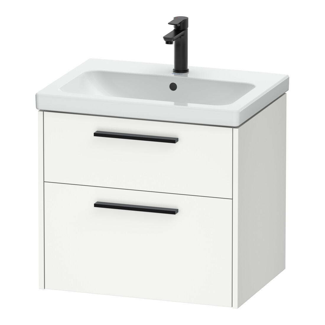 Duravit Meuble sous-lavabo D-Code 63,4x55,5x46 cm, 2 tiroirs, blanc mat, gris anthracite