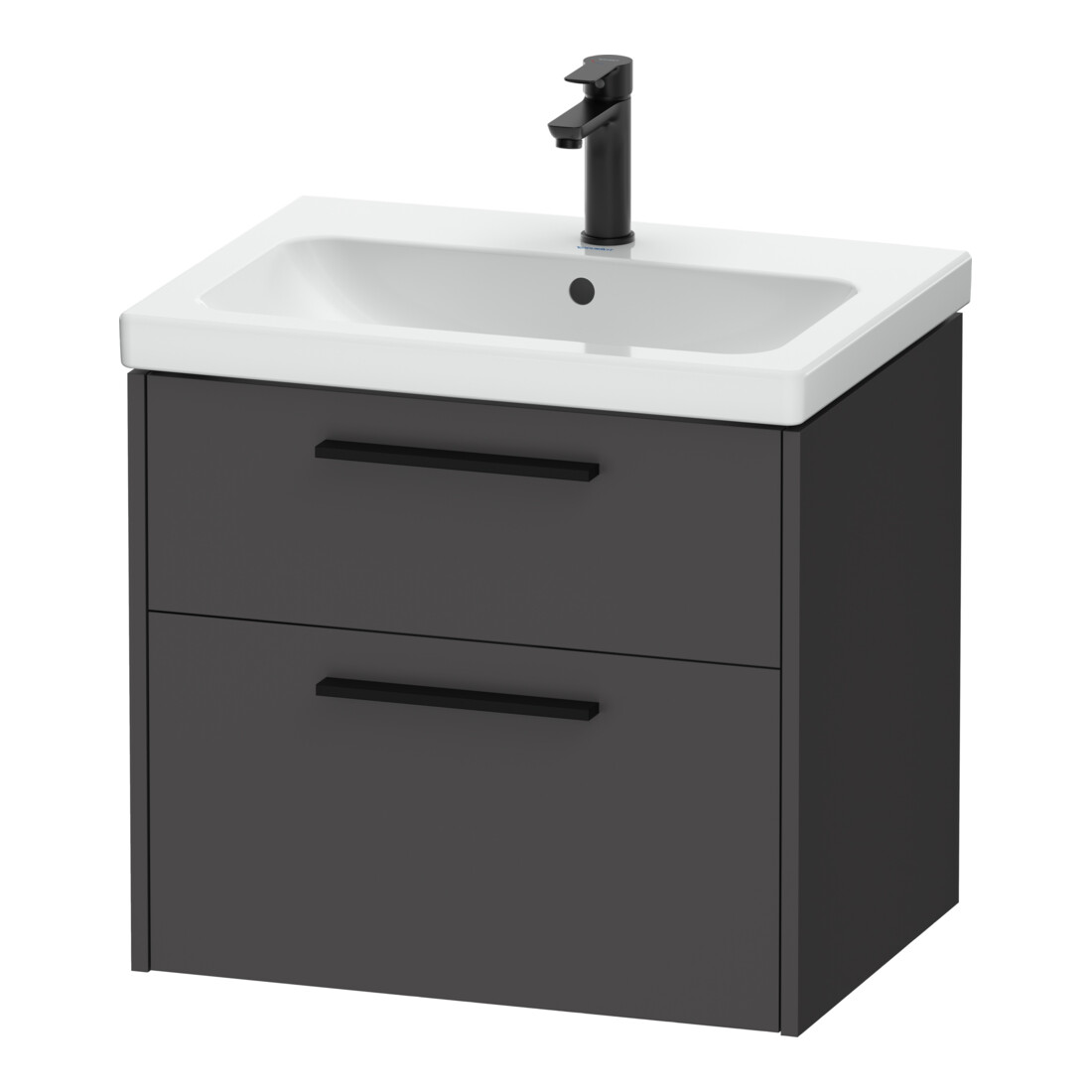 Duravit Meuble sous lavabo D-Code 63,4x55,5x46 cm, 2 tiroirs, graph ma, Gr. sw