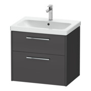 Duravit Meuble sous lavabo D-Code 63,4x55,5x46 cm, 2 tiroirs, gris mat, chromé