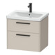 Duravit Meuble sous lavabo D-Code 63,4x55,5x46 cm, 2 tiroirs, Taupe mat, Grand, noir-1