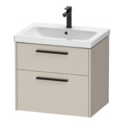Duravit Meuble sous lavabo D-Code 63,4x55,5x46 cm, 2 tiroirs, Taupe mat, Grand, noir-1