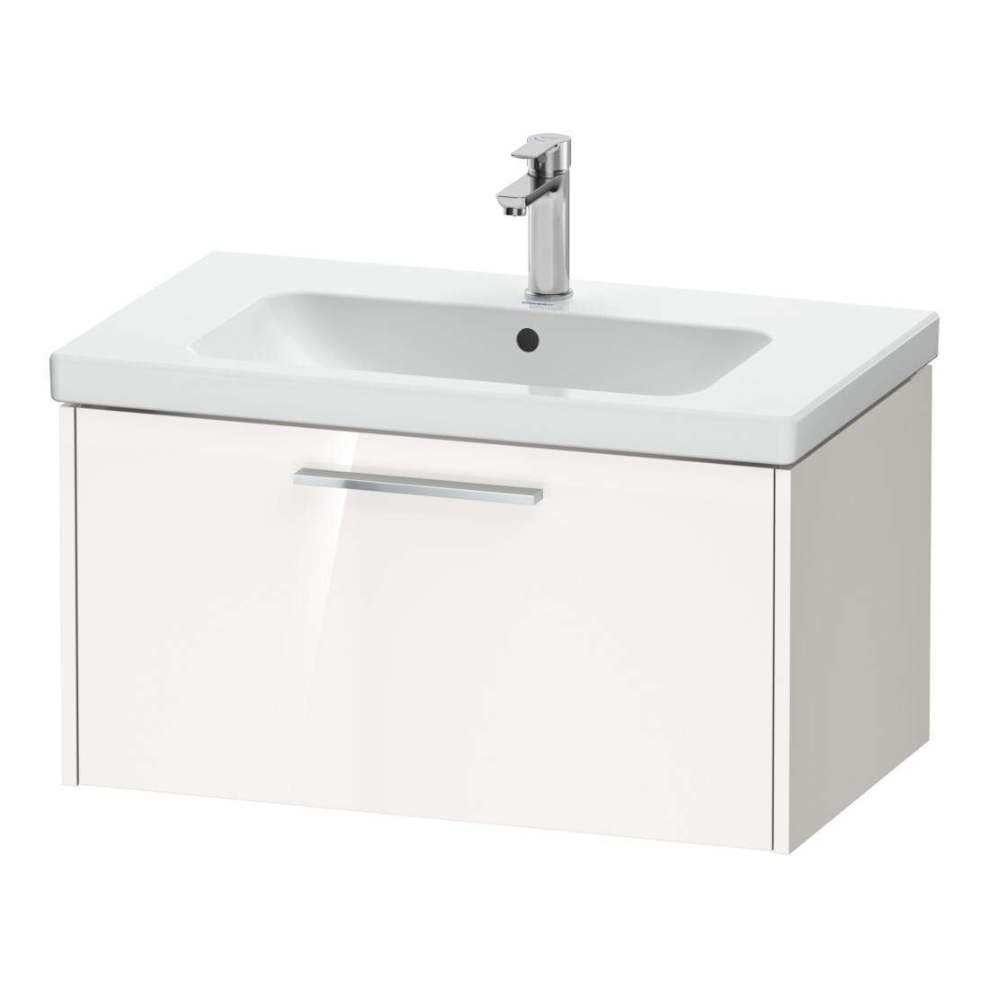Duravit Meuble sous lavabo D-Code 78,4x40x46 cm, 1 tiroir, blanc brillant, chrome