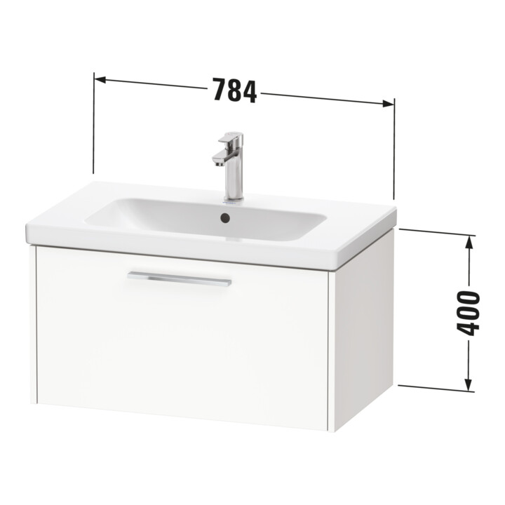 Duravit Meuble sous lavabo D-Code 78,4x40x46 cm, 1 tiroir, graph ma, taille sw