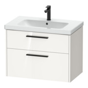 Duravit Meuble sous lavabo D-Code 78,4x55,5x46 cm, 2 tiroirs, blanc brillant, poignée noire