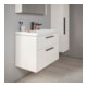 Duravit Meuble sous lavabo D-Code 78,4x55,5x46 cm, 2 tiroirs, blanc brillant, poignée noire