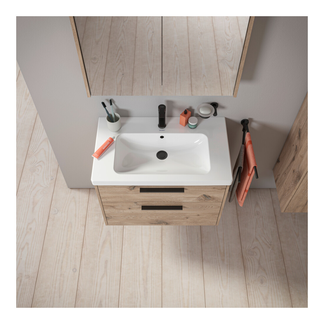 Duravit Meuble sous-lavabo D-Code 78,4x55,5x46 cm, 2 tiroirs, blanc, marbre, Gr. sw