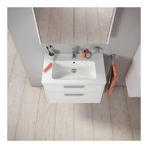 Duravit Meuble sous lavabo D-Code 78,4x55,5x46 cm, 2 tiroirs, blanc mat, chrome