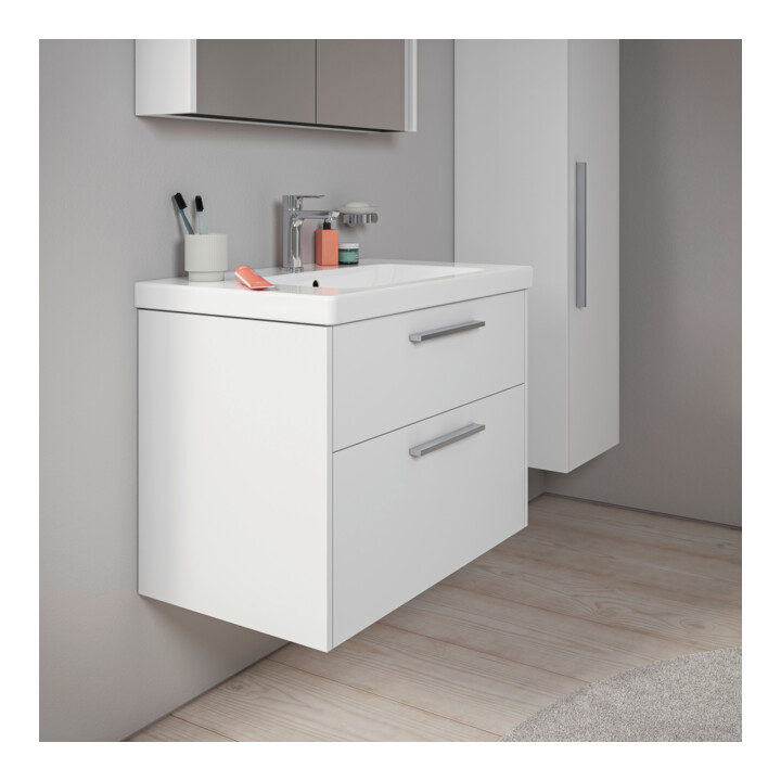Duravit Meuble sous lavabo D-Code 78,4x55,5x46 cm, 2 tiroirs, blanc mat, chrome