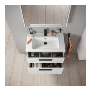 Duravit Meuble sous-lavabo D-Code 78,4x55,5x46 cm, 2 tiroirs, blanc mat, poignée noire-4