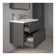 Duravit Meuble sous-lavabo D-Code 78,4x55,5x46 cm, 2 tiroirs, gris mat, chromé-5