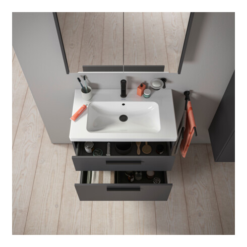 Duravit Meuble sous-lavabo D-Code 78,4x55,5x46 cm, 2 tiroirs, S, graph ma, Gr. sw