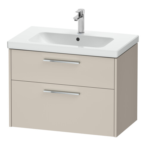 Duravit Meuble sous lavabo D-Code 78,4x55,5x46 cm, 2 tiroirs, S, Taupe mat, Grand chrome