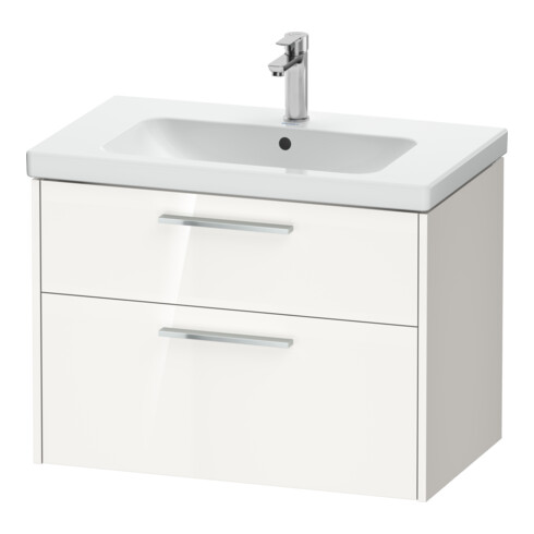 Duravit Meuble sous lavabo D-Code 78,4x55,5x46cm, 2 tiroirs, blanc brillant, chrome