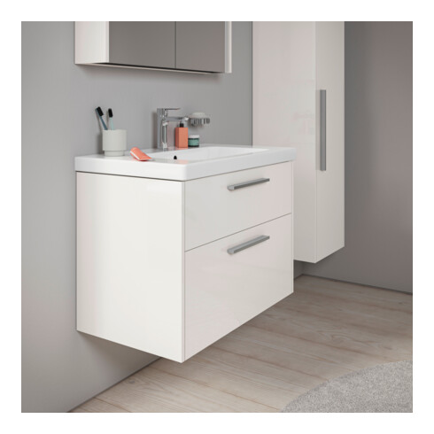 Duravit Meuble sous lavabo D-Code 78,4x55,5x46cm, 2 tiroirs, blanc brillant, chrome