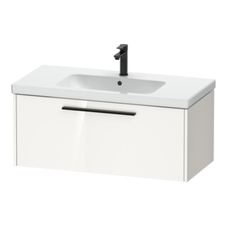 Duravit Meuble sous lavabo D-Code 98,4x40x46 cm, 1 tiroir, blanc brillant, poignées noires