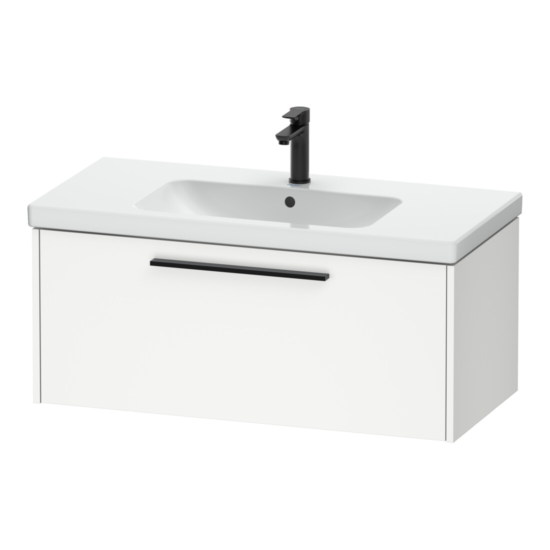 Duravit Meuble sous lavabo D-Code 98,4x40x46 cm, 1 tiroir, blanc mat, grand noir