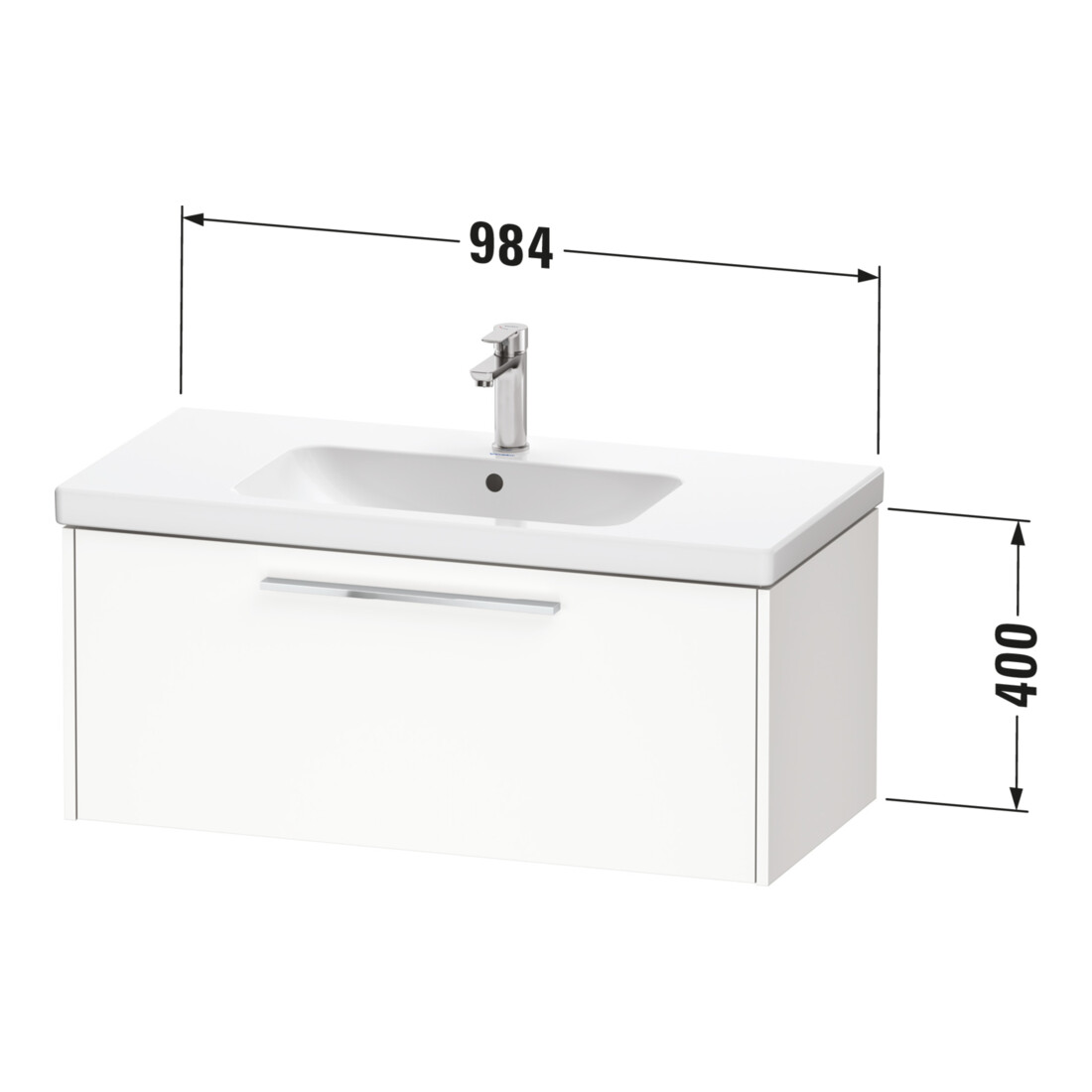 Duravit Meuble sous lavabo D-Code 98,4x40x46 cm, 1 tiroir, vert mat, Gr. chr