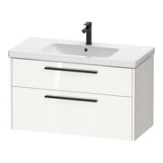 Duravit Meuble sous lavabo D-Code 98,4x55,5x46cm, 2 tiroirs, blanc brillant, poignée noire