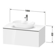 Duravit Meuble sous lavabo D-Neo 100x55 cm, blanc/Bas m, 1 tiroir, 1 plan, suspendu-4