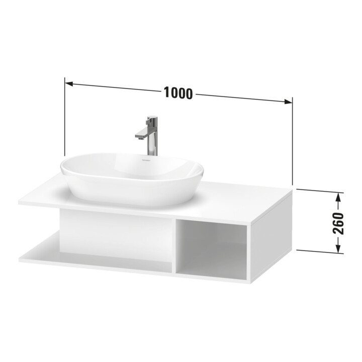 Duravit Meuble sous-lavabo D-Neo 100x55 cm, E N, 1 tiroir, 1 tablette, suspendu mural