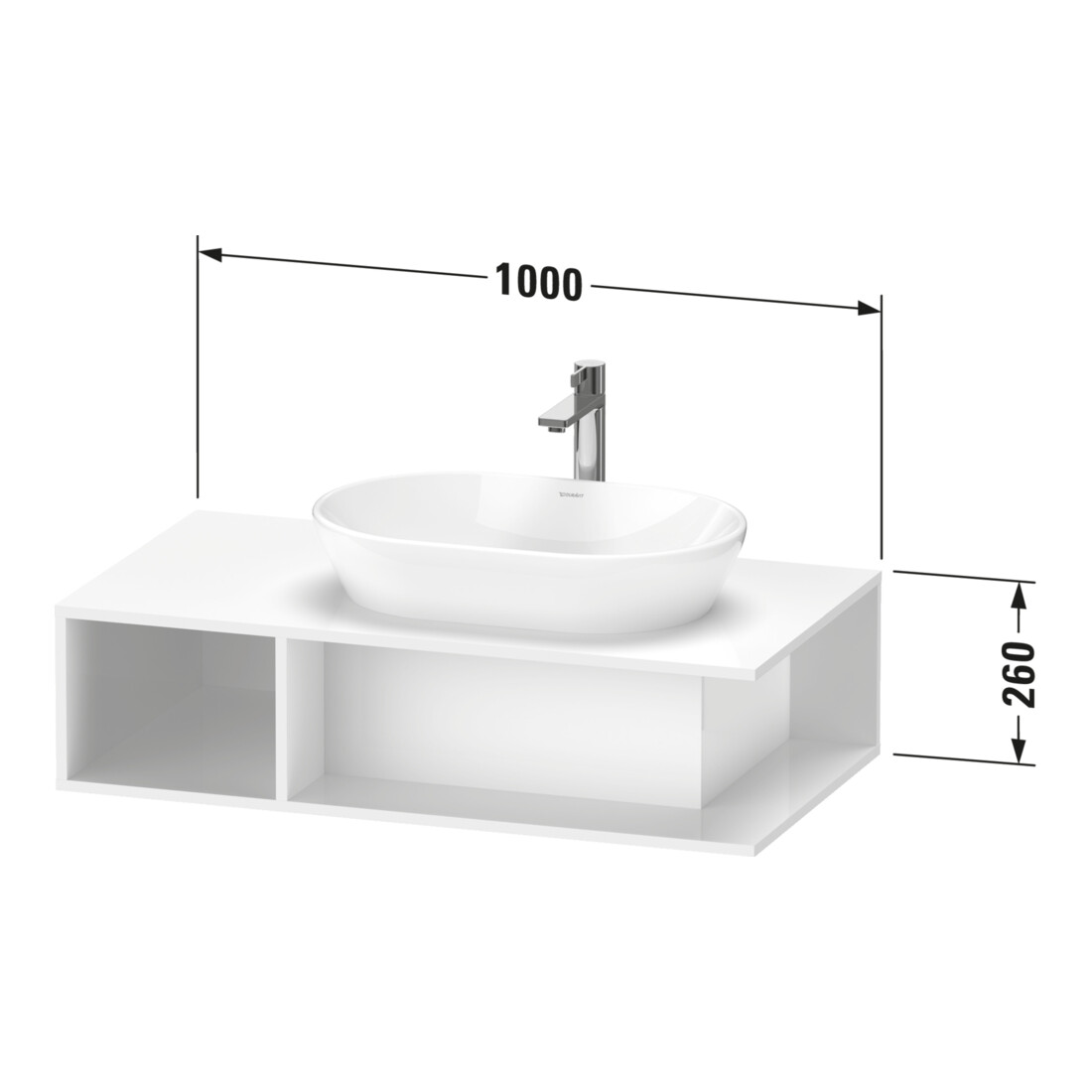 Duravit Meuble sous lavabo D-Neo 100x55 cm, E s, 1 tiroir, 1 console, suspendu